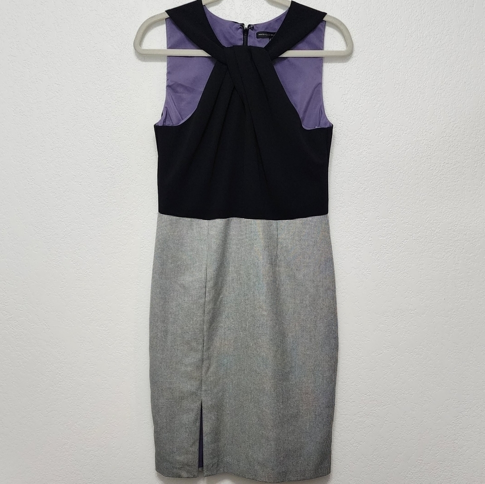 White House Black Market Mixed Media Suiting Sheath Dress Fully Lined Size 10